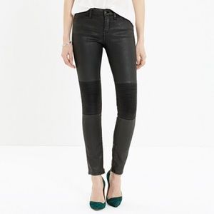 Coated black Madewell moto pants