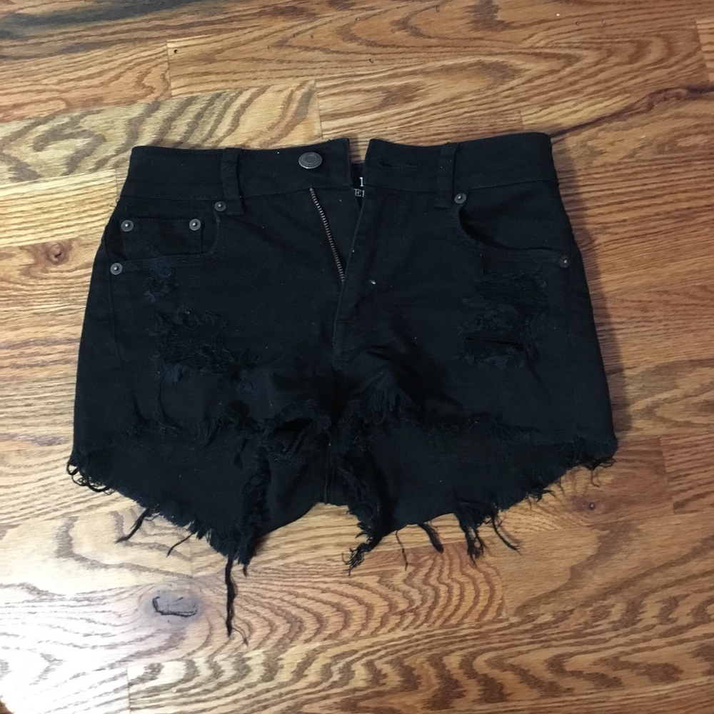 Black jean shorts