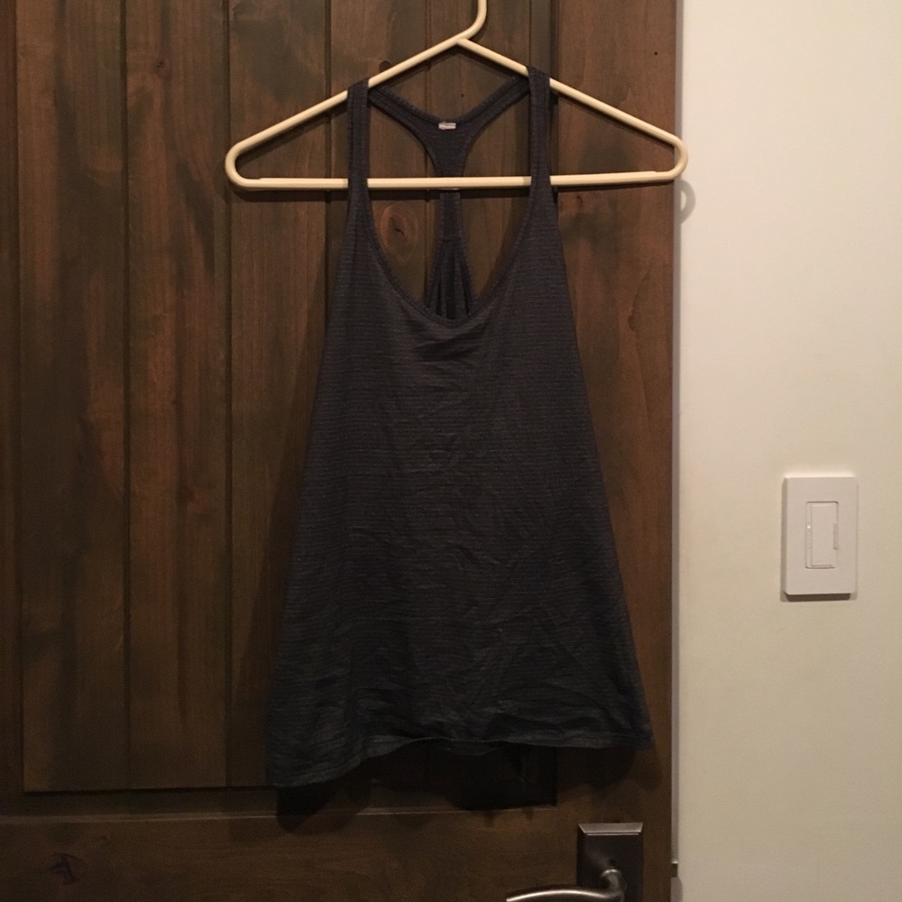 Lululemon Dark Grey Striped Racerback Tank w/ Slit