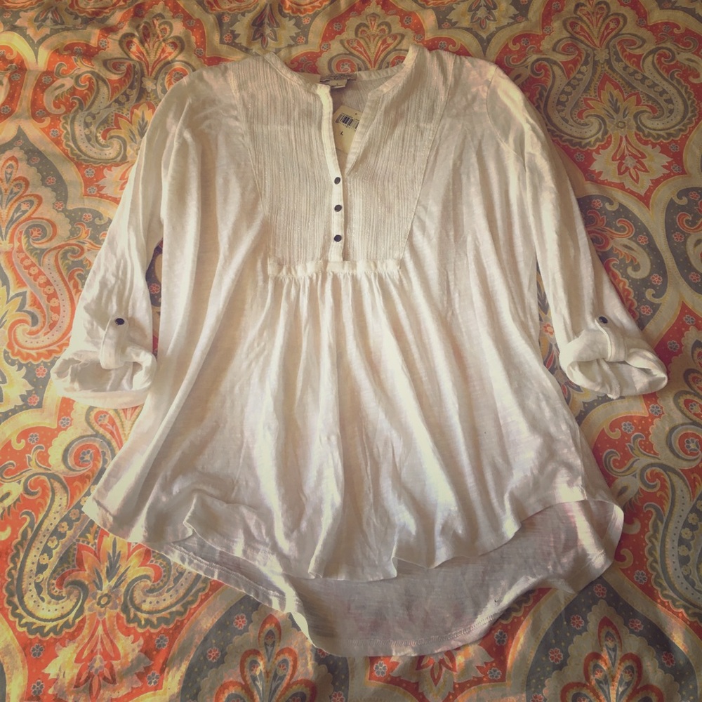 White peasant top, lucky brand