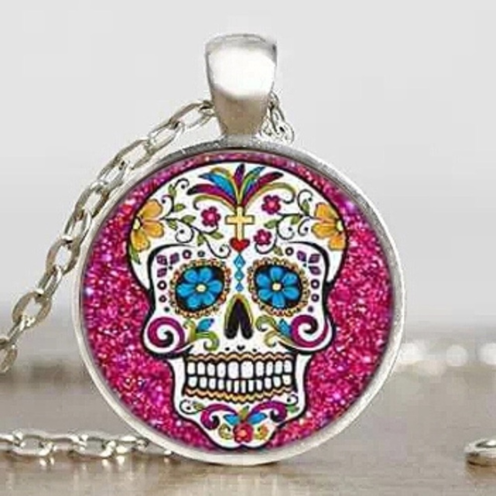 🆕 Sugar Skull Cabochon Pendant Necklace