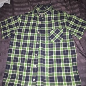 BLUE AND GREEN PLAID BUTTON UP SHORT SLEEVE