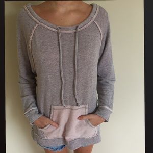 Free People Light Pink Sweatshirt W/ Open Back (S)