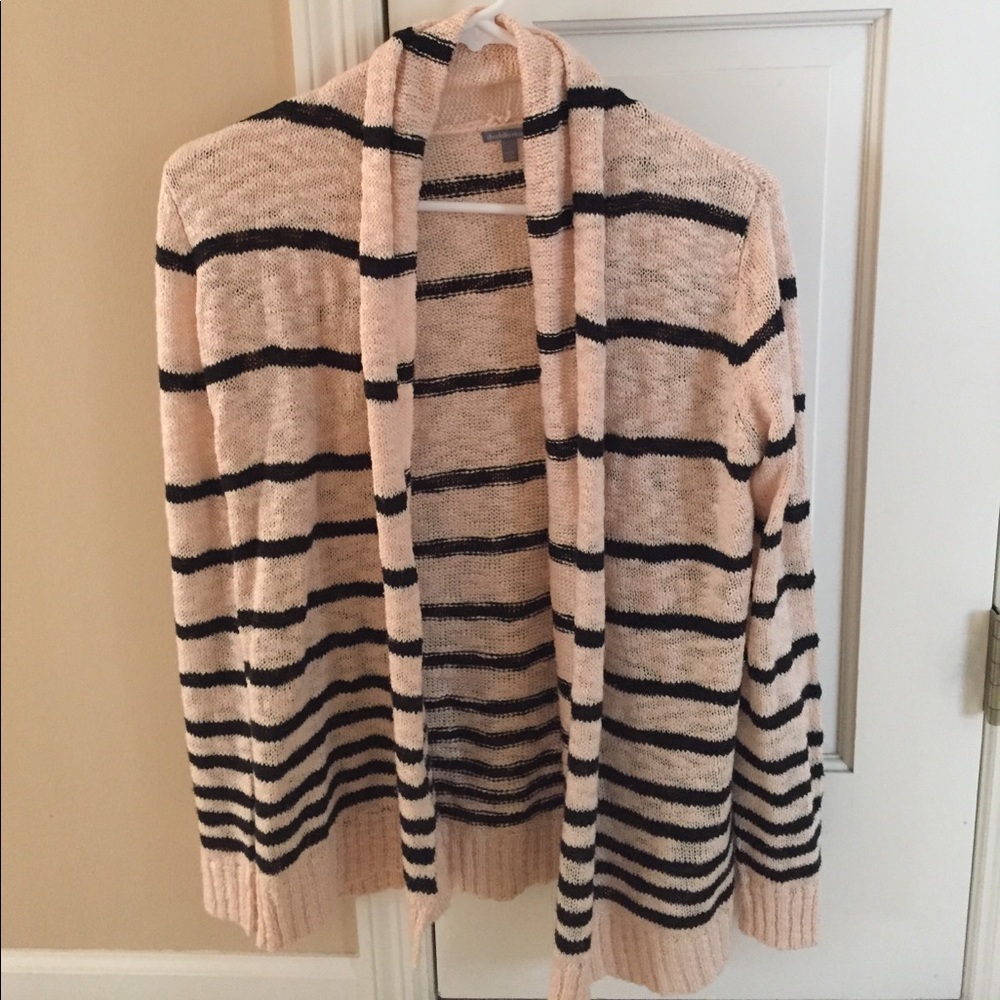 Light pink and black striped cardigan