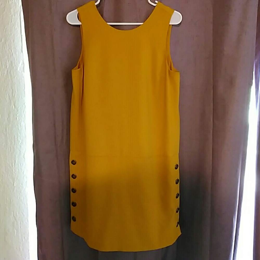 Banana Republic mustard shift dress with buttons