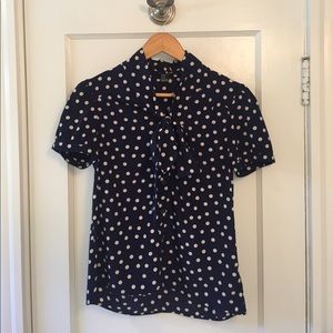 Forever 21 Polka Dot Bow Neck Blouse