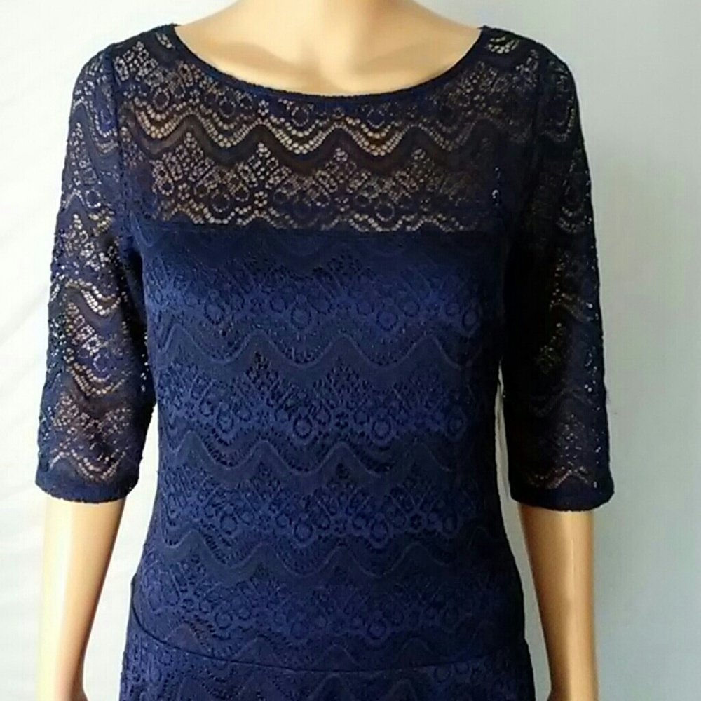 Classy Navy Blue Women's Size 10 Lace Dress