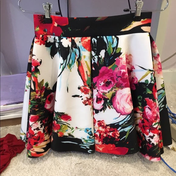 Aqua floral skater skirt - Picture 2 of 3