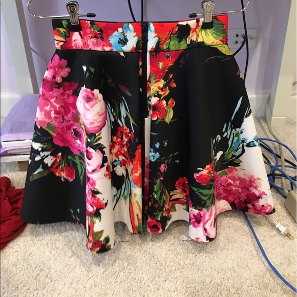 Aqua floral skater skirt - Picture 3 of 3