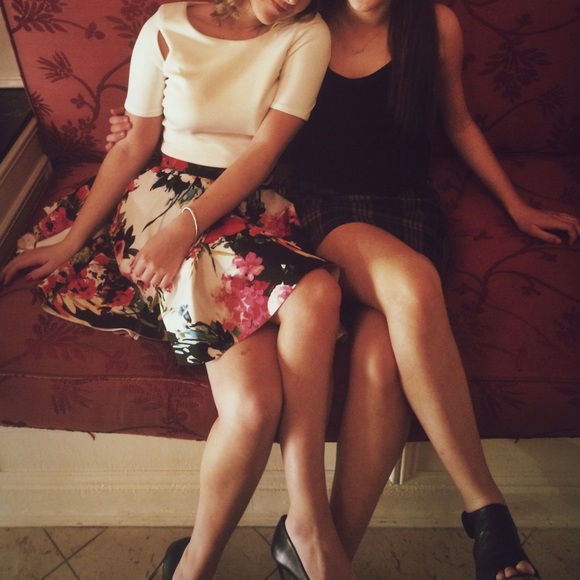 Aqua floral skater skirt - Picture 1 of 3