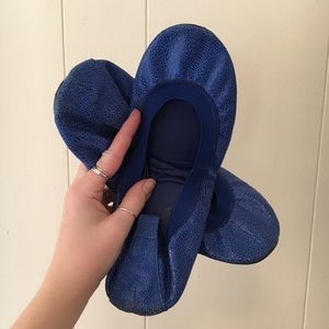 Yosi Samra Foldable Blue Ballet Flats
