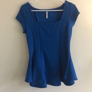 Royal blue peplum blouse- Manito