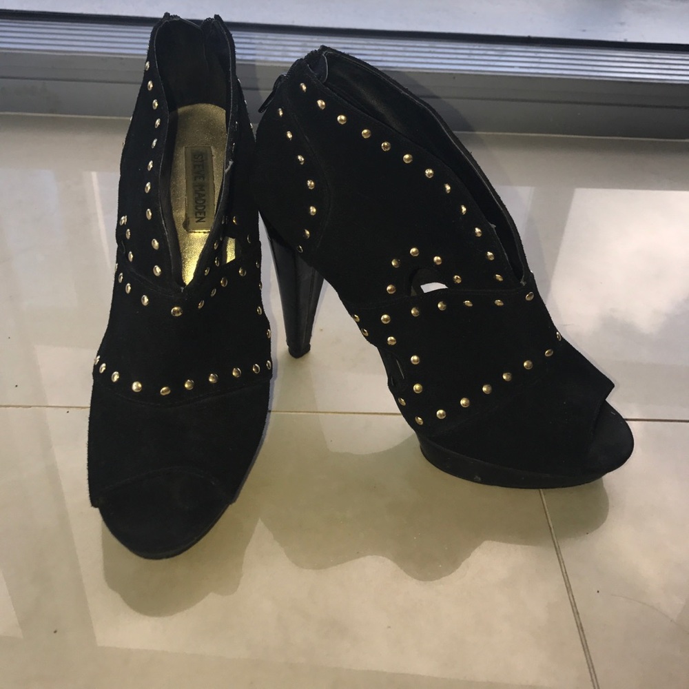 Black Steve Madden booties with gold studs