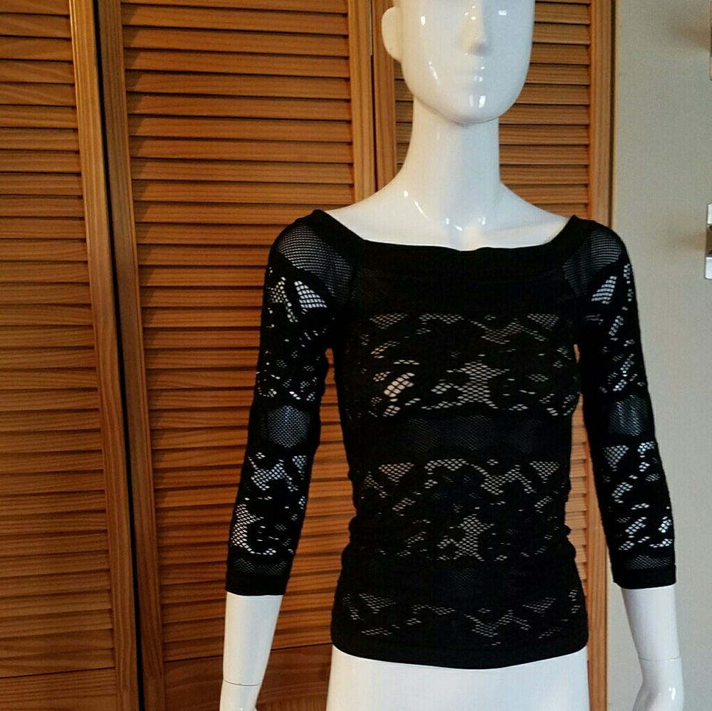 Bebe Black Stretchy Quarter Sleeve Top