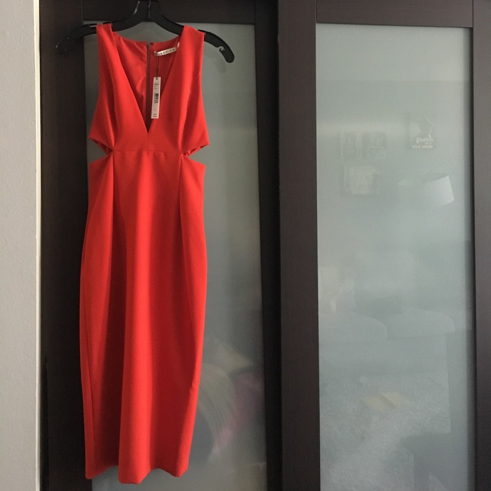 Alice + Olivia size 0 red dress with side slits