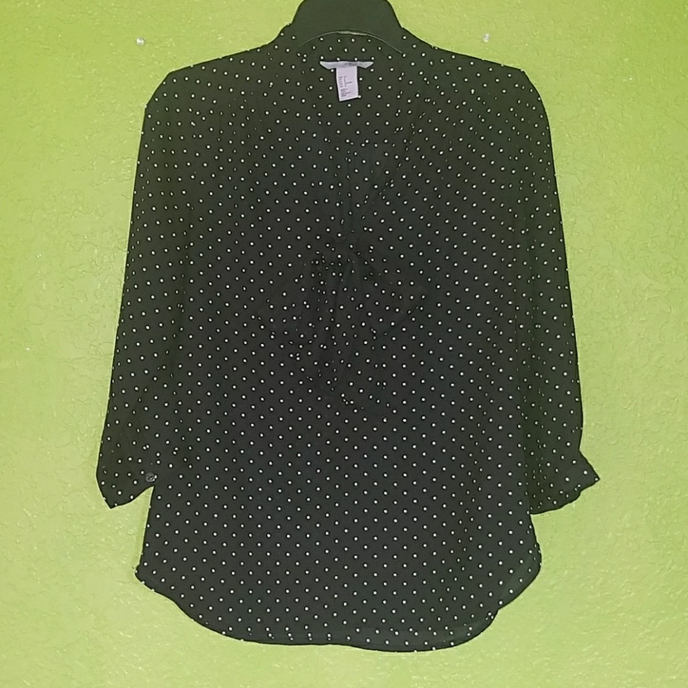 H&M Polka Dot Pussy Bow Blouse Sz..8