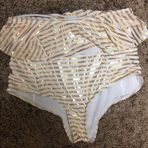 Kortni Jeane gold striped high waisted bottoms