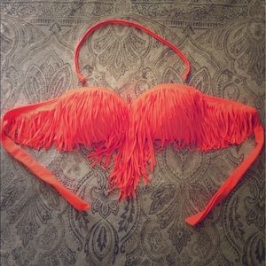 Neon fringe bikini top