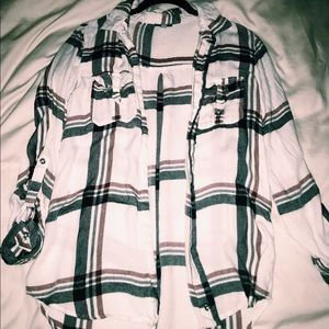 maroon, white and black flannel