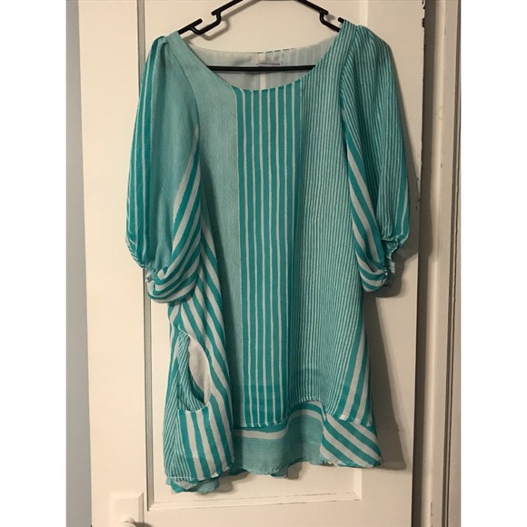Mint Green Stripe Dress - Picture 2 of 3