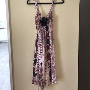 Poleci Multi Print Abstract silk Dress, Sz 2