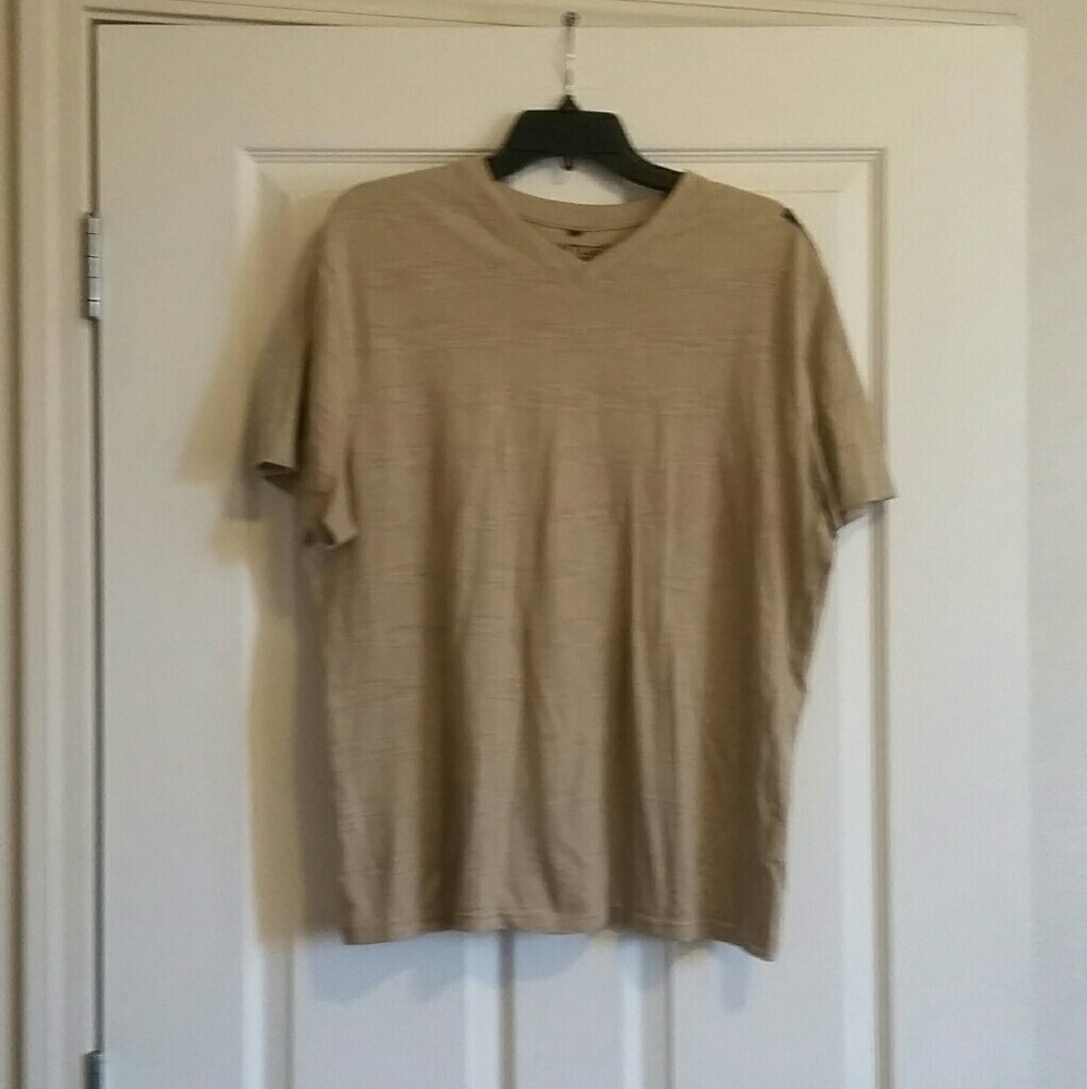 Beige Tight Fitted V-neck Tshirt