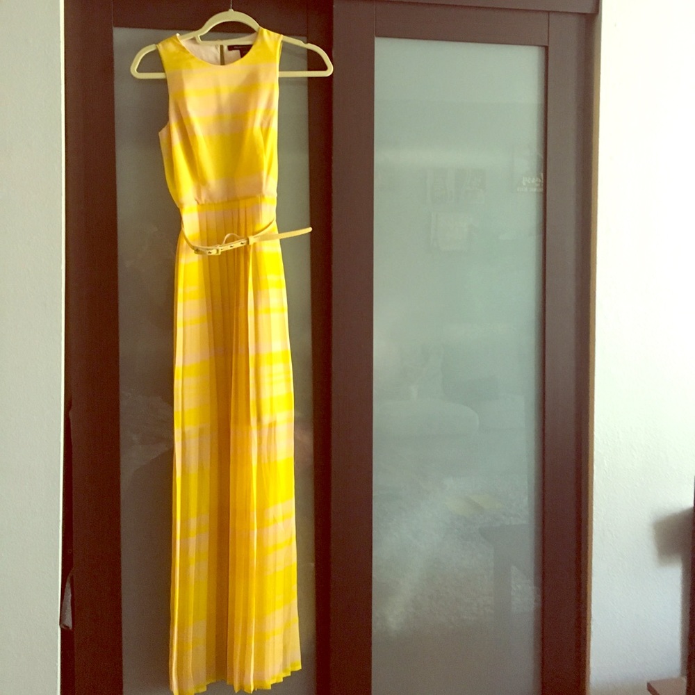 Yellow French connection maxi dress size 0