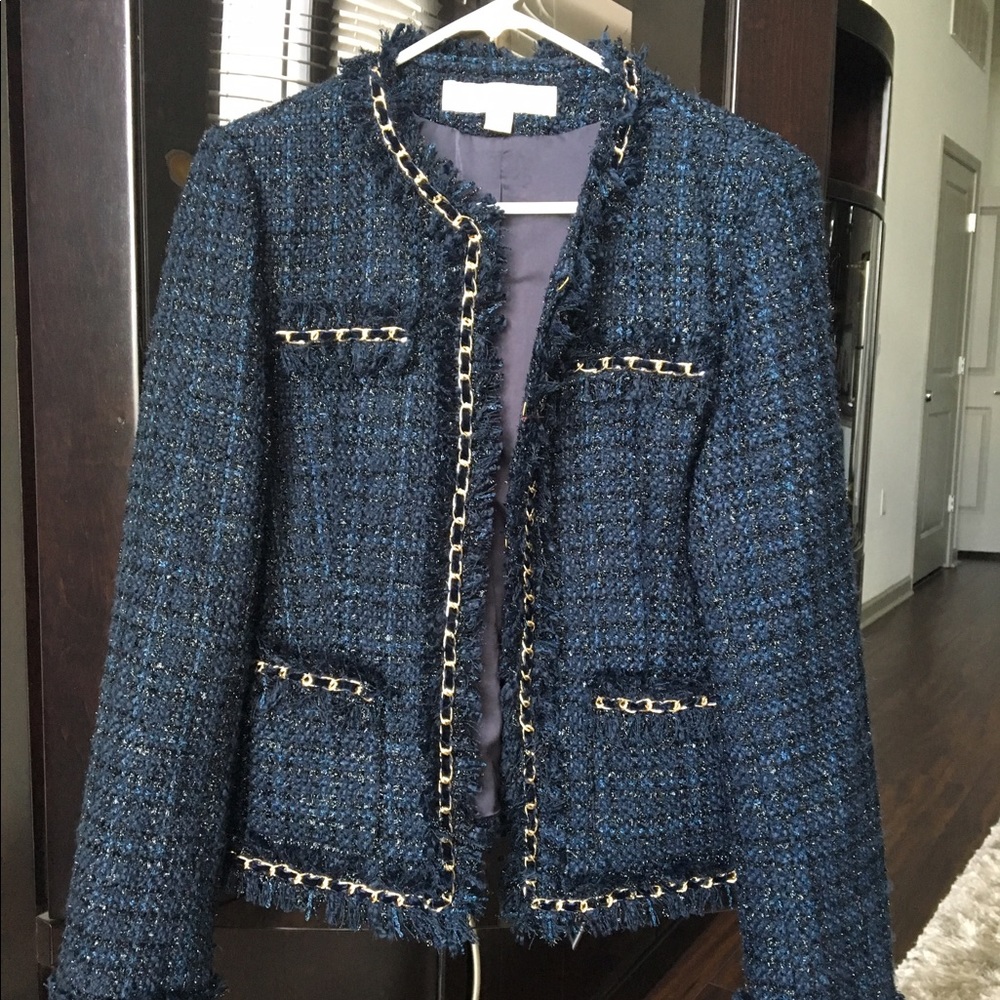 Tweed blazer w/gold trim