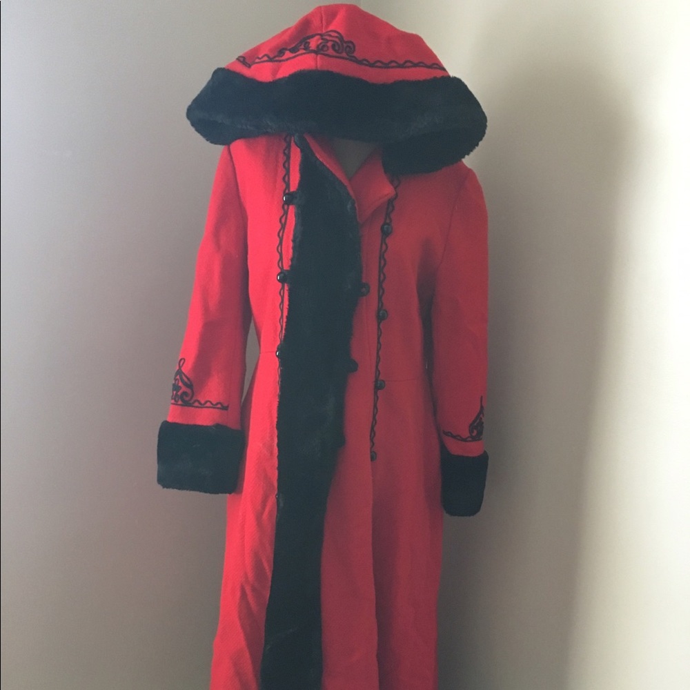 Vintage Red Hooded Coat