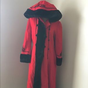 Vintage Red Hooded Coat