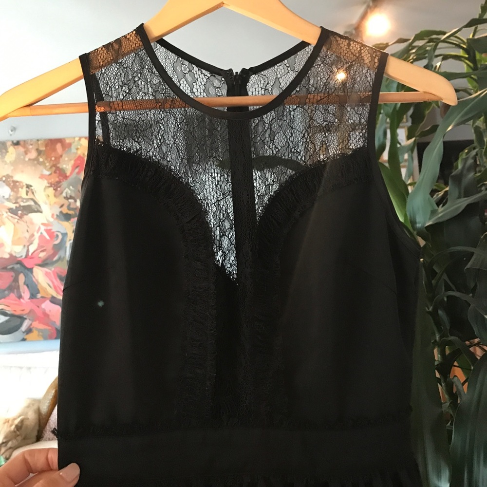 Flattering black lace insert dress