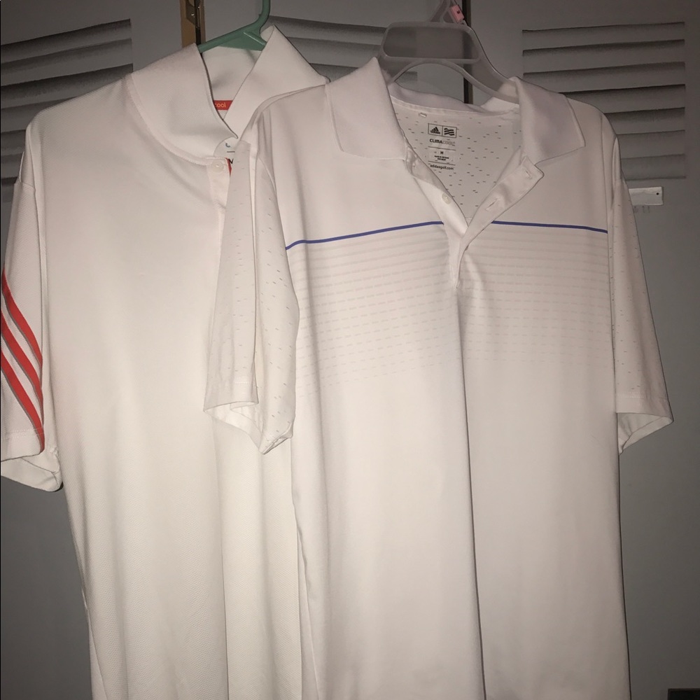 2 men's Adidas polos