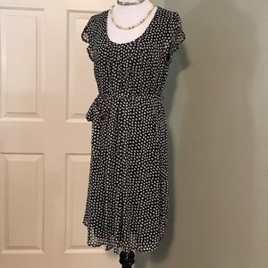 Black Midi-Dress with White Polka Dots Size Medium
