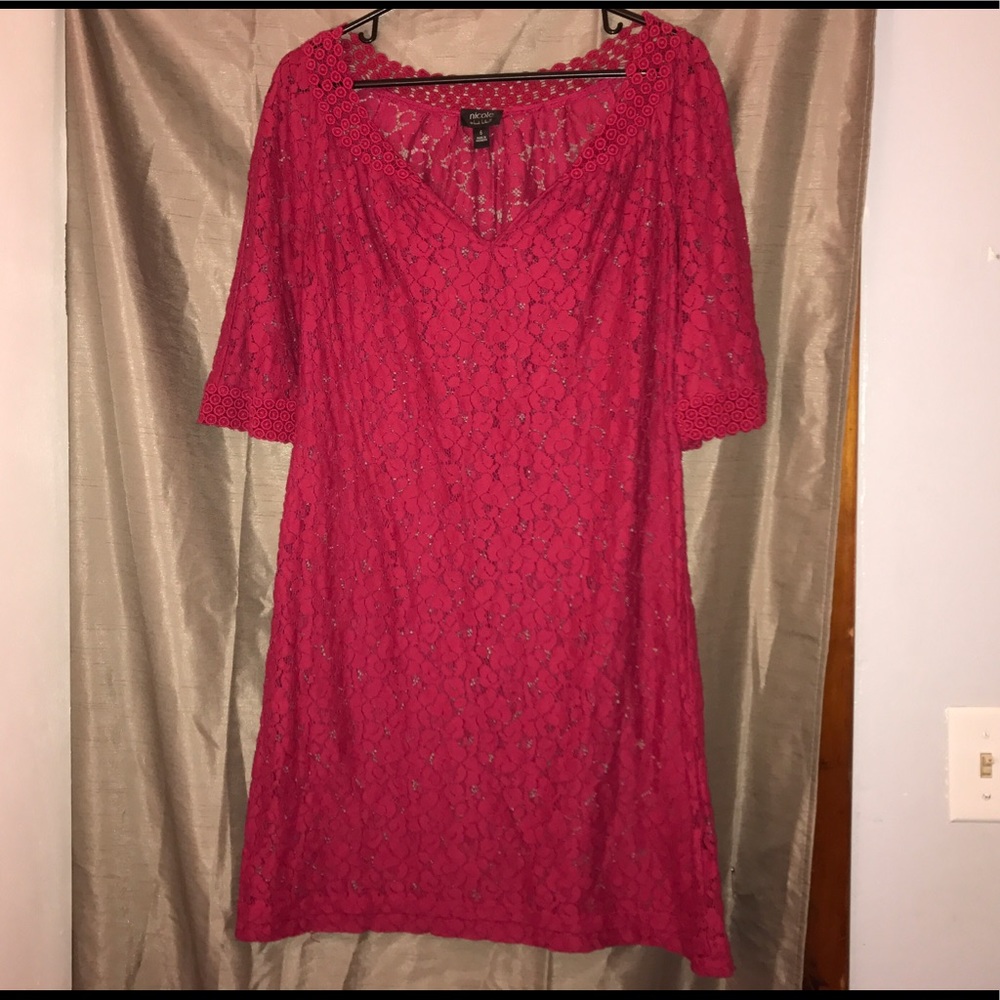 Nicole Red/Pink Lace Dress