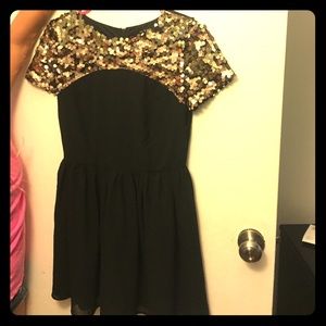black and gold short dress
