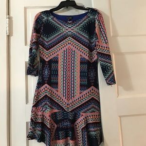 Multicolored three quarter sleeve dress