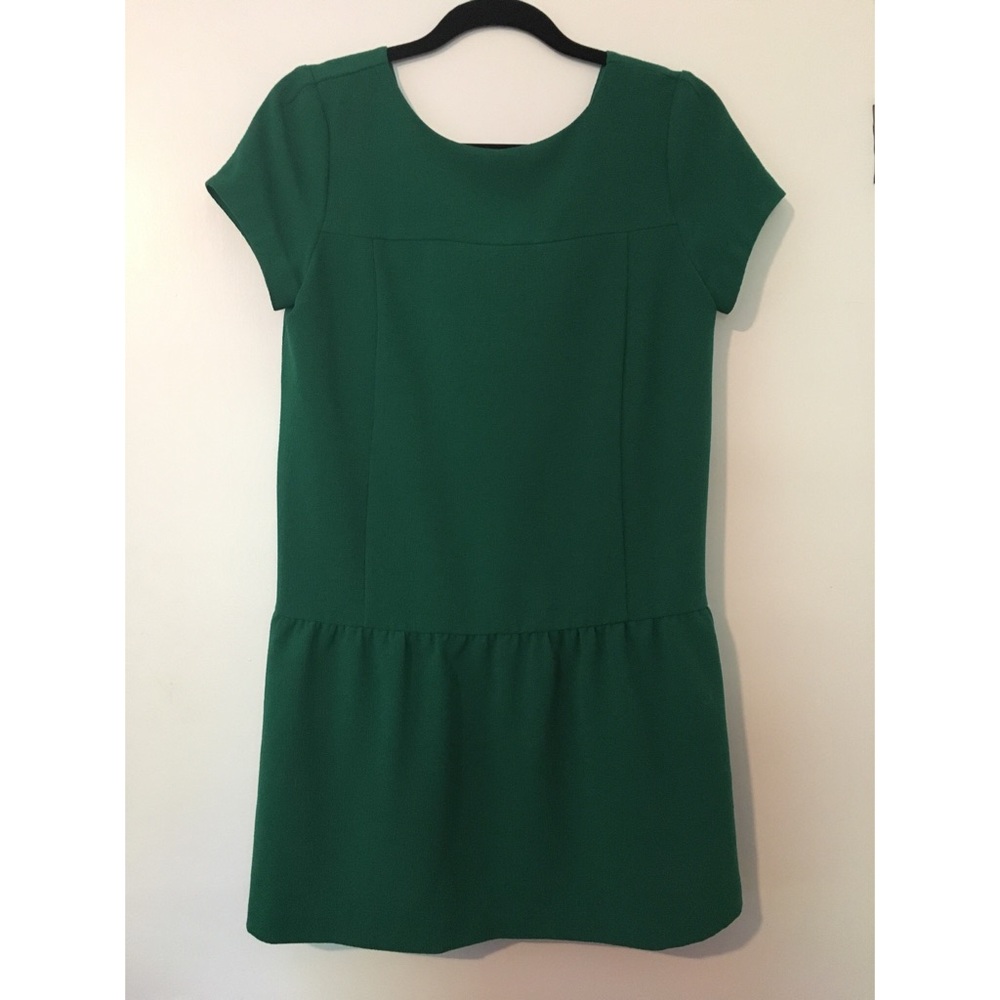 CO bright green drop waist mini dress