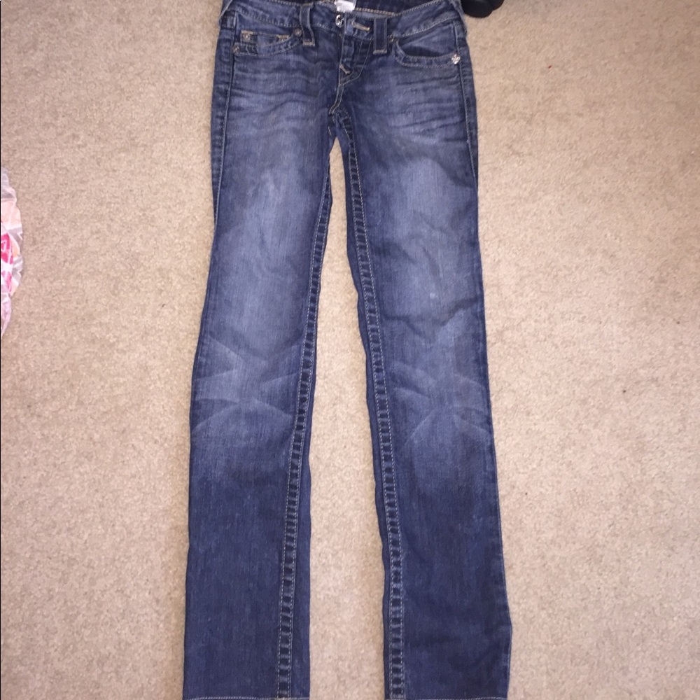 True Religion acid wash straight leg jeans