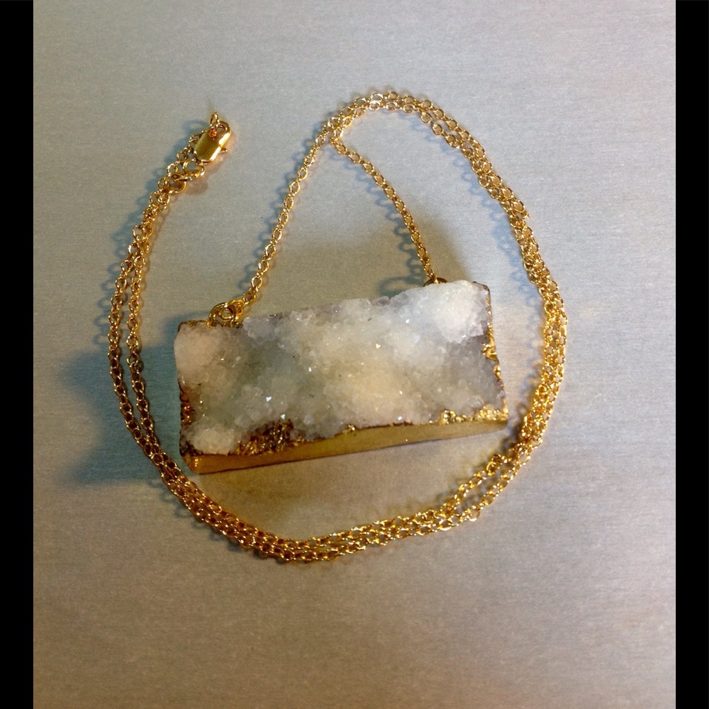 14K Gold Filled White Druzy Necklace