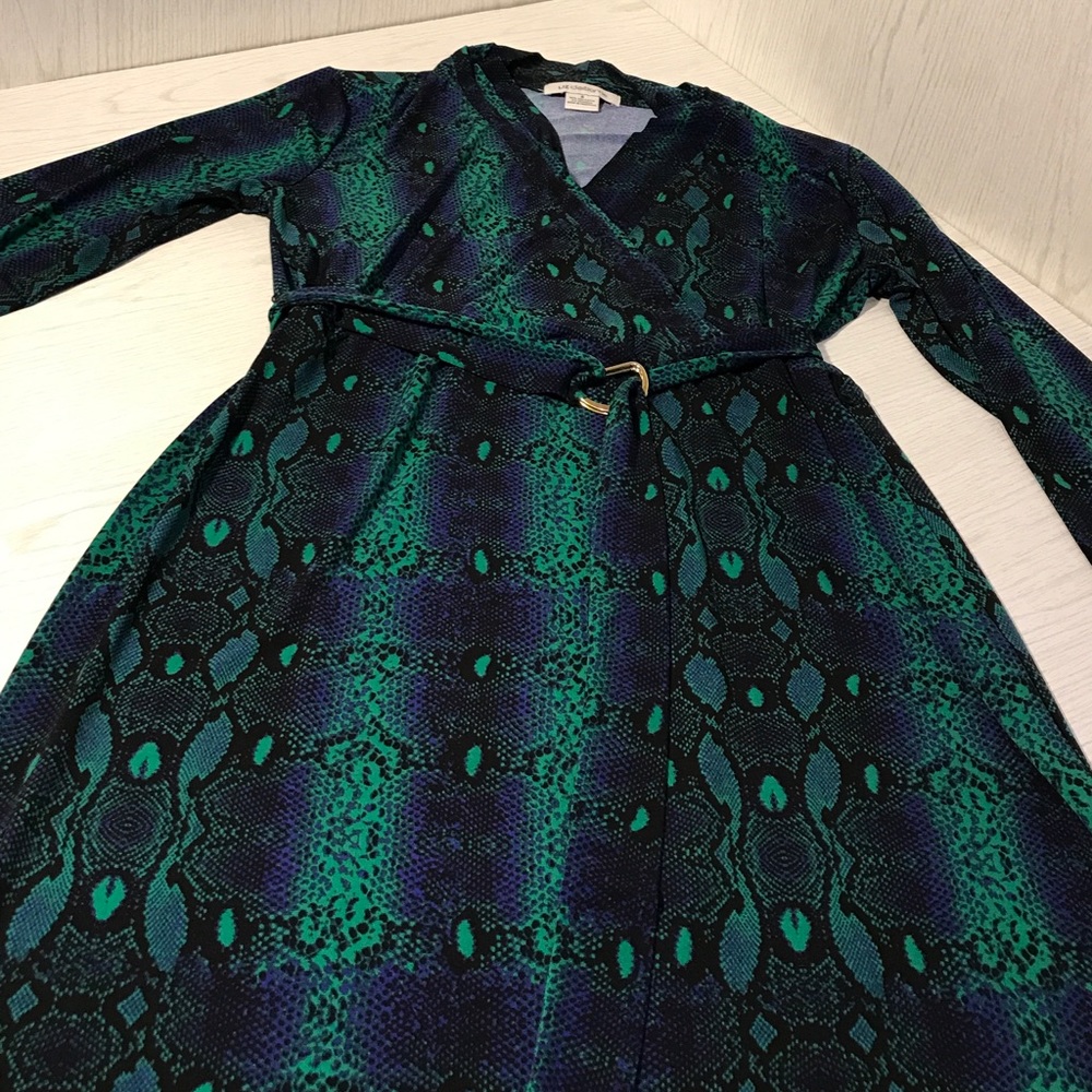 Liz Claiborne Snakeskin Print Belted Wrap Dress S