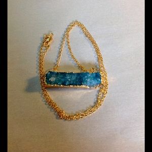 14K Gold Filled Blue Druzy Necklace