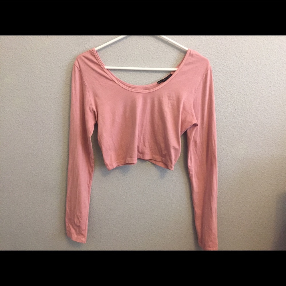 Pink Long Sleeve Crop Top