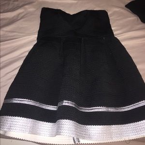 Black strapless dress with silver bottom