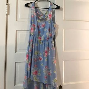 Light blue dress w/ yellow white and pink flowers