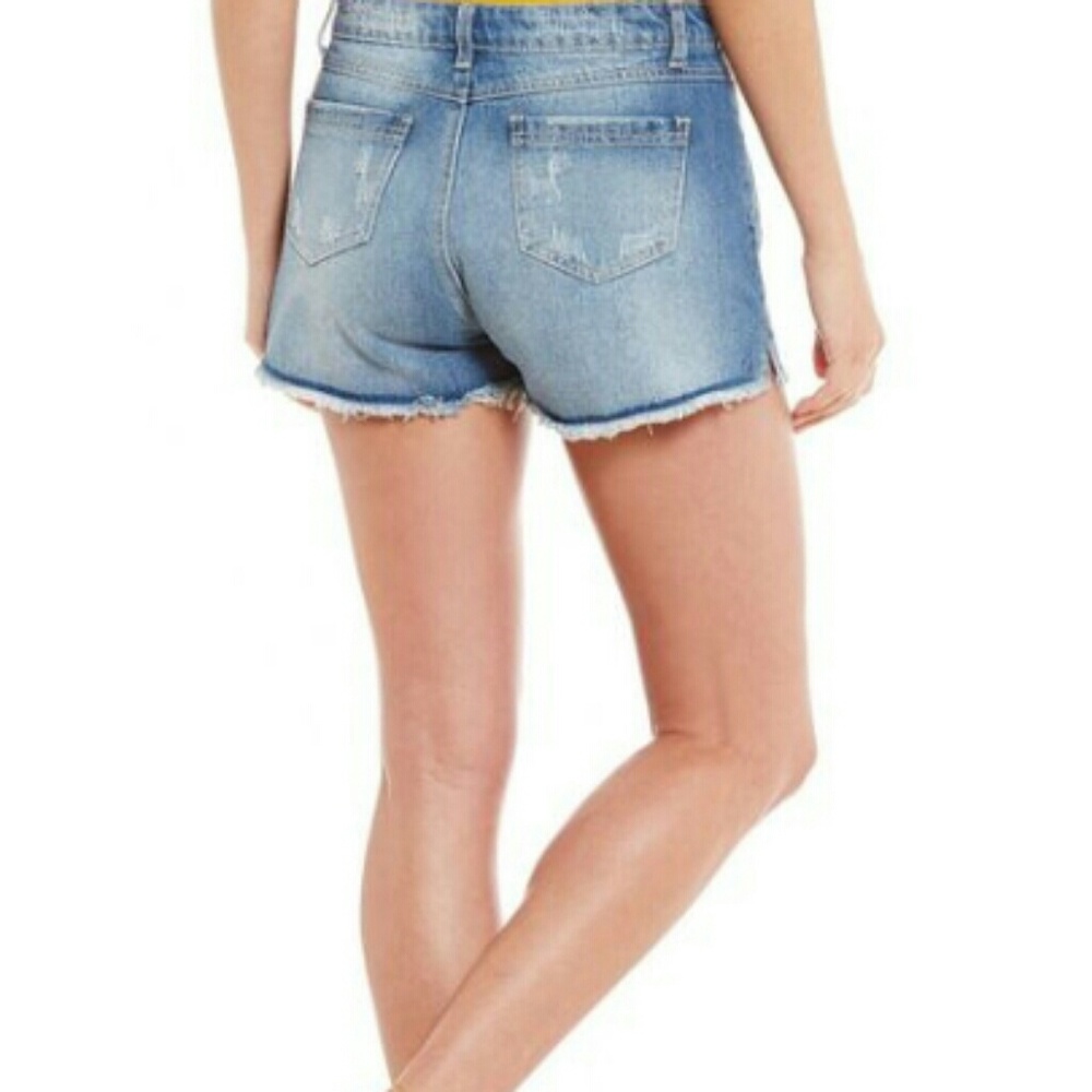 High waisted cut off embroidered shorts - Picture 2 of 7