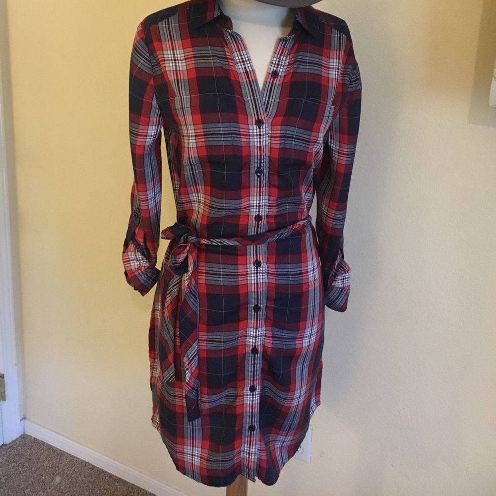 Plaid shirt dress