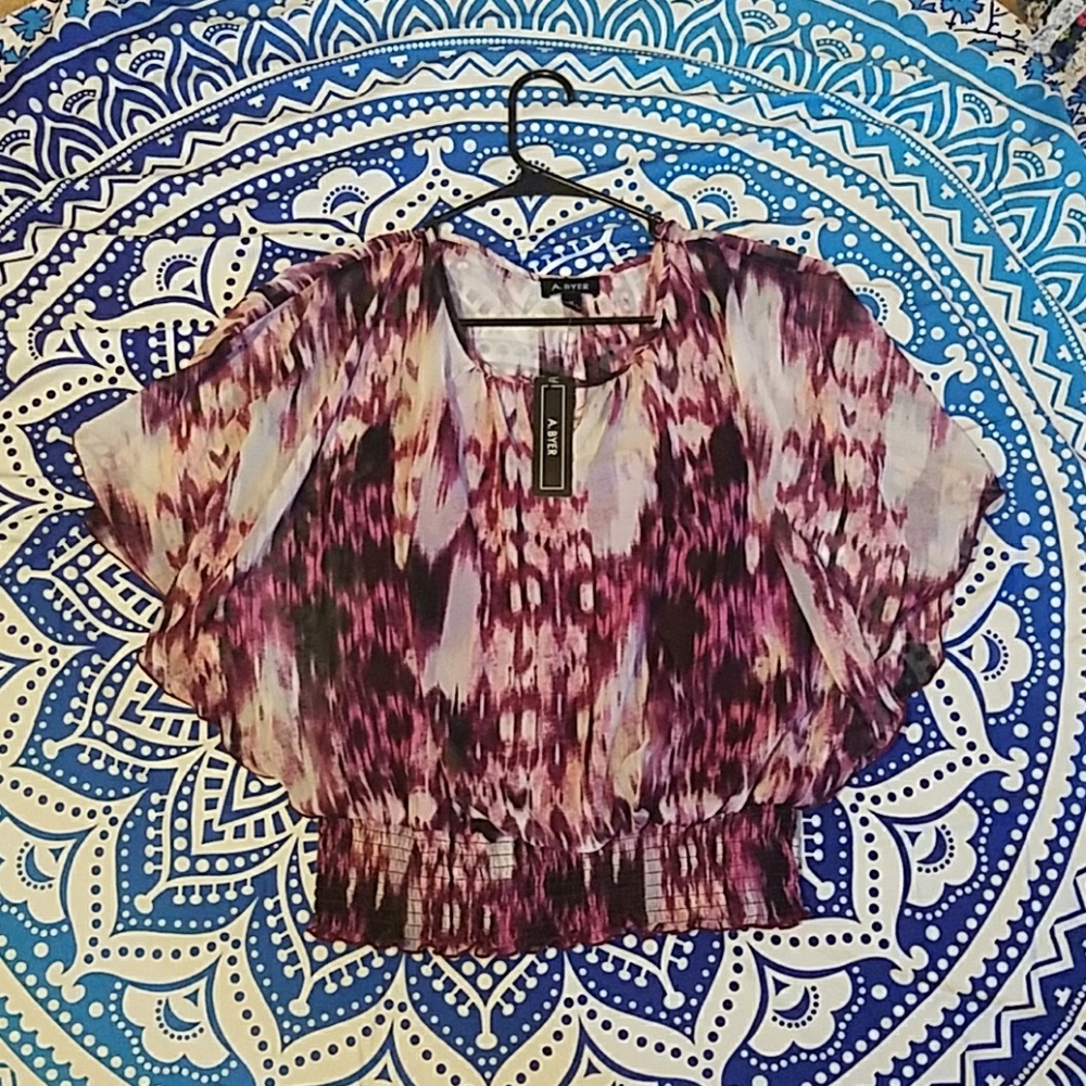 Sheer Flowy blouse with connected tank top