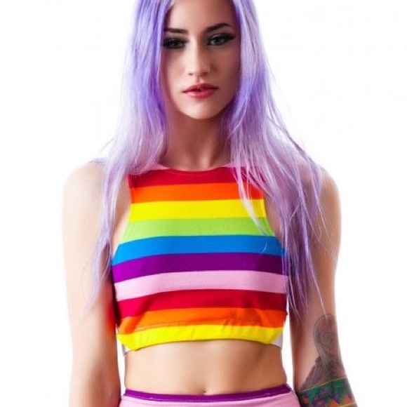 UNIF Rainbow Iggy Mini Skirt & Crop Top Set - Picture 3 of 7