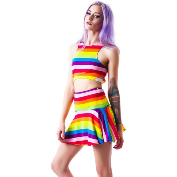 UNIF Rainbow Iggy Mini Skirt & Crop Top Set - Picture 5 of 7