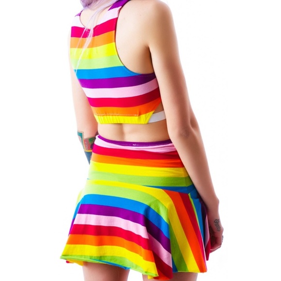 UNIF Rainbow Iggy Mini Skirt & Crop Top Set - Picture 6 of 7